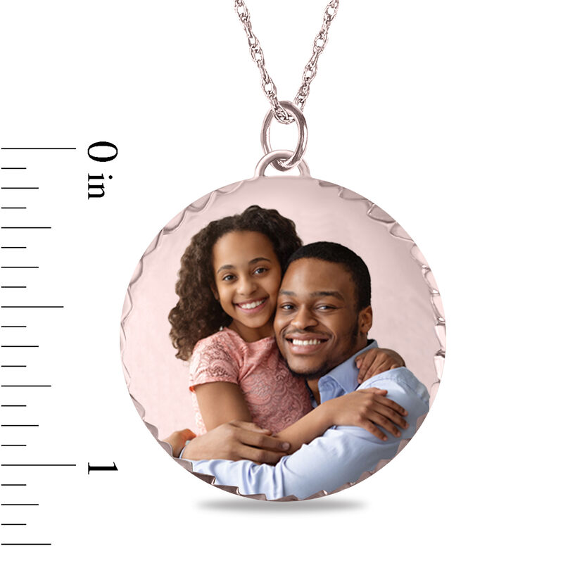 Diamond Cut Photo Round Pendant in 10k Rose Gold image number null